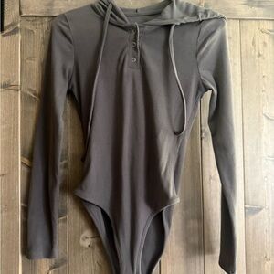 Rosa Clothing Gray Hooded Bodysuit
